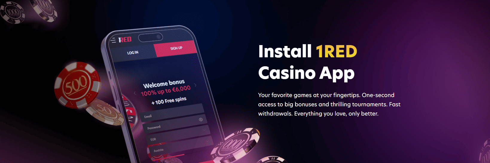 1Red Live Casino Hero Banner